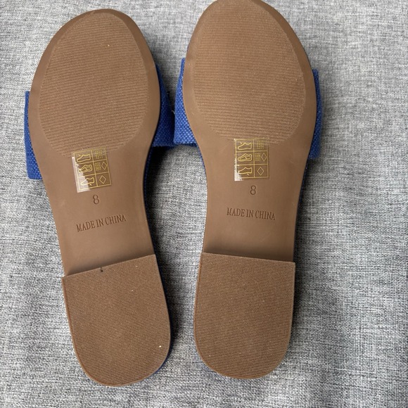 J. Crew Factory Sz 8 Jewel Slide Sandals Crystals‎  Blue Canvas - Picture 8 of 12